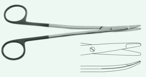 Ножицi операцiйнi, тупокiнцевi, зiгнутi, звуженi, ручки не сходящi, ТВС (СуперКАТ), Метценбаума-Фрiмана, 200 мм Surgimax 04-302-20S